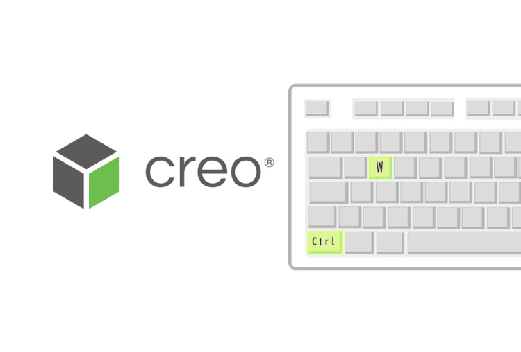 PTCのCreoロゴとキーボードのCtrlキーとWキーがハイライトしている画像